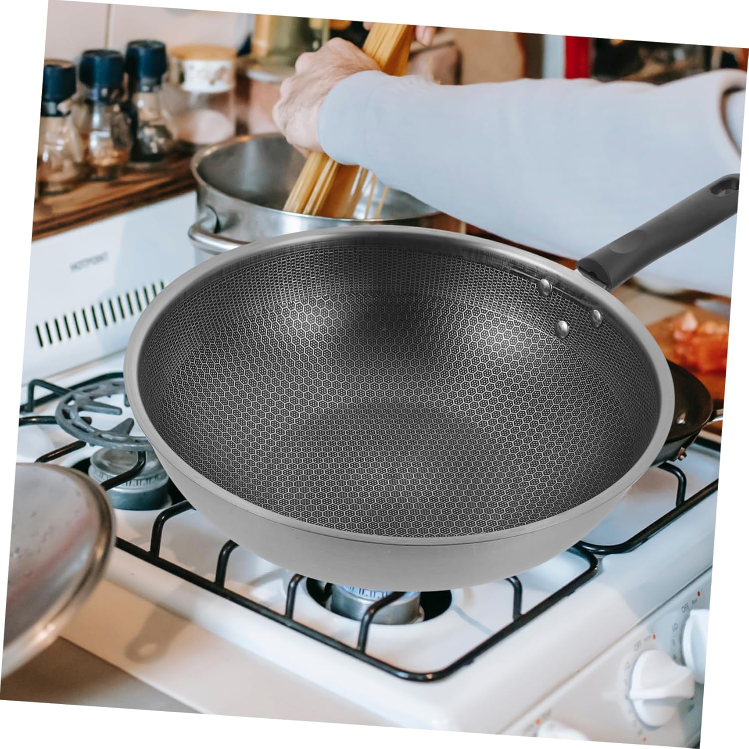 ABOOFAN Honeycomb Non Stick Stainless Steel Frying Pan Scratch Resistant Skillet with Ergonomic Handle for Even Heat Distribution for Eggs Steaks and Everyday Cooking