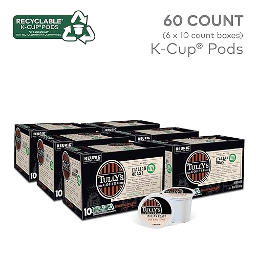 Miniatura 91 de Tully's Coffee Italian Roast, Keurig Cápsulas K-Cup de una sola porción, café tostado oscuro, 72