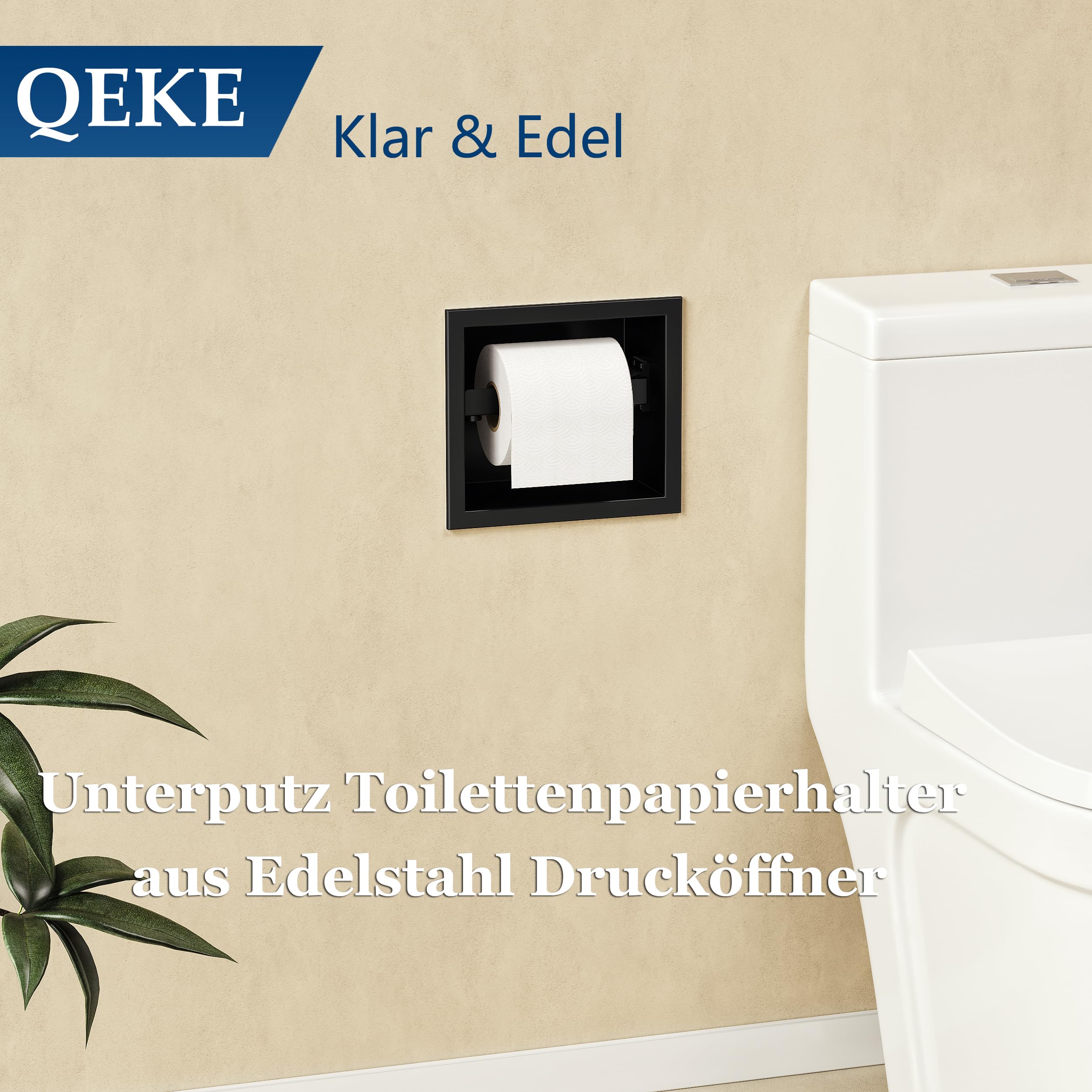 Push-to-Open Einbau Toilettenpapierhalter, Edelstahl 304 Wandnische Klopapierhalter, Bad Papierspender mit Drucköffner, platzsparender WC Rollenhalter für Renovierung und Modernisierung