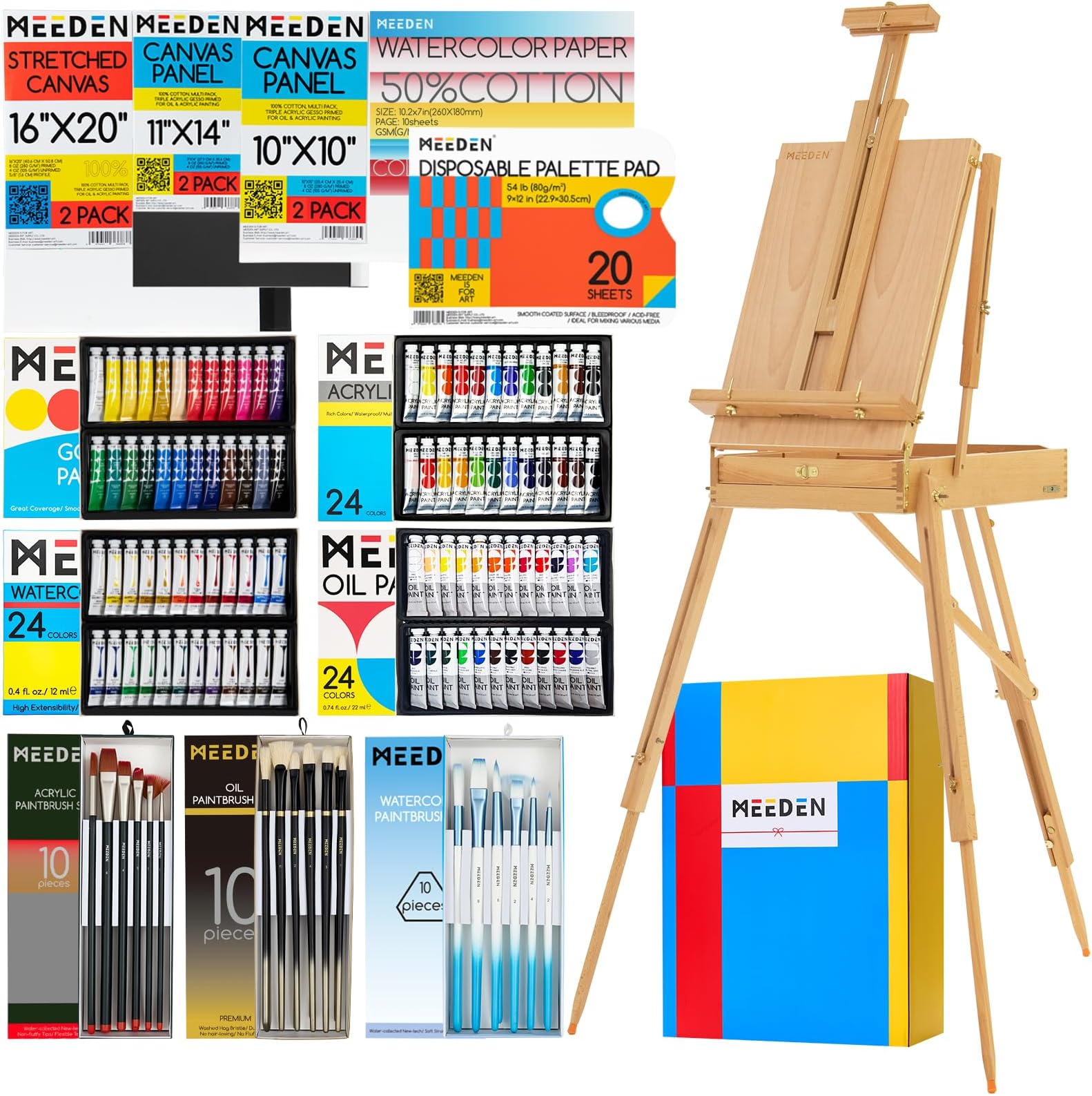 149PCS Art Supplies with French Easel, All-in-one Painting Set for Artists