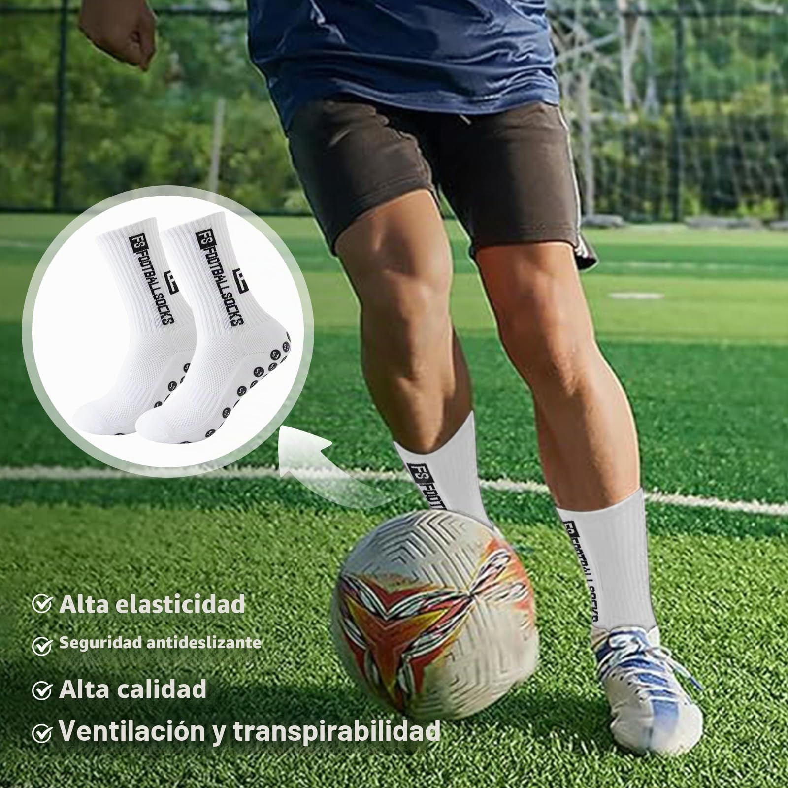 Calcetines de fútbol, calcetines deportivos antideslizantes, Calcetines Futbol Antideslizantes con Agarres