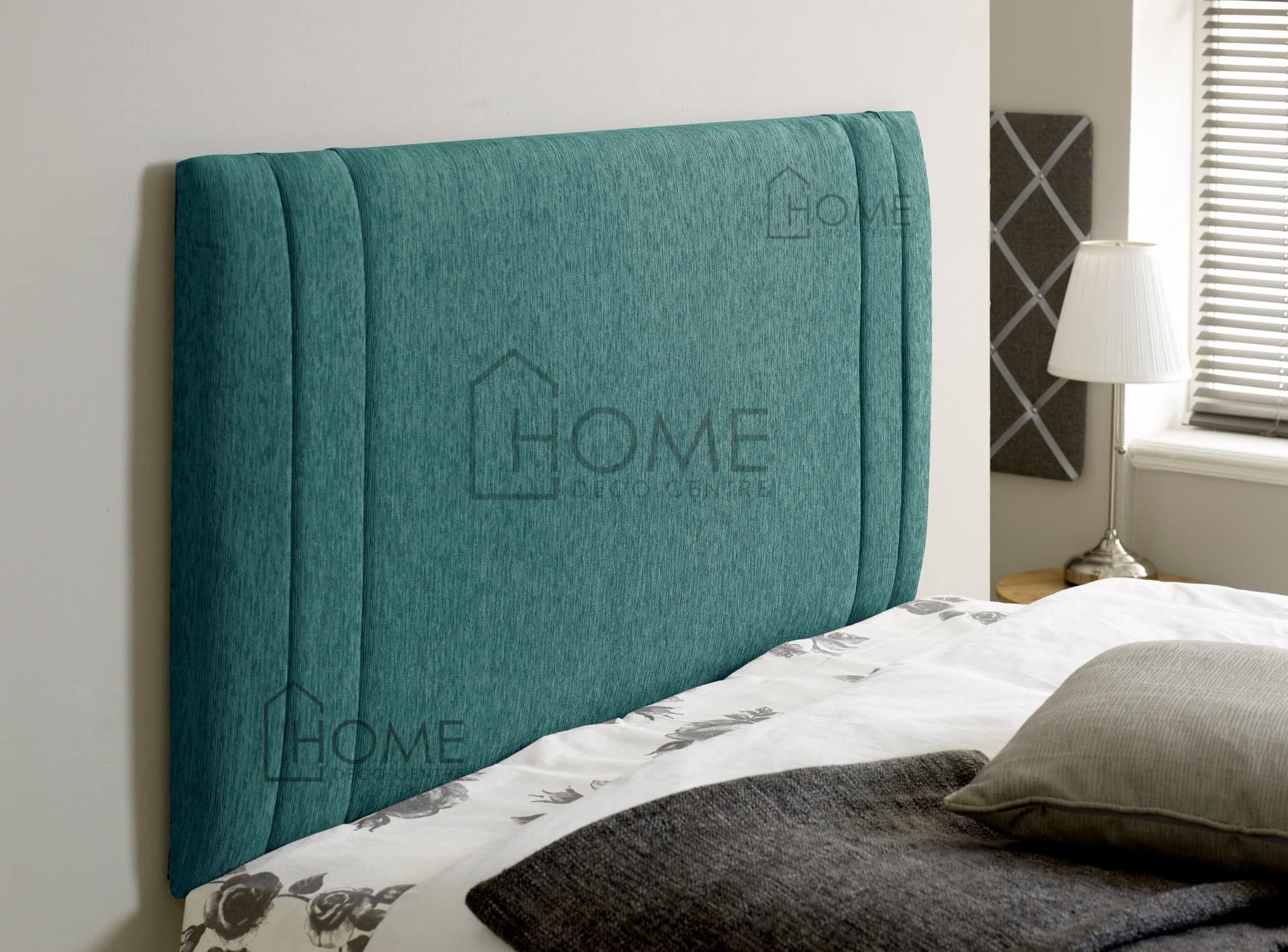 CROWNBEDSUK Denver Chenille Headboard 26 Inches high For a Divan Bed|Chenille|Material|Padded| (Aqua, 4FT(SMALL DOUBLE))