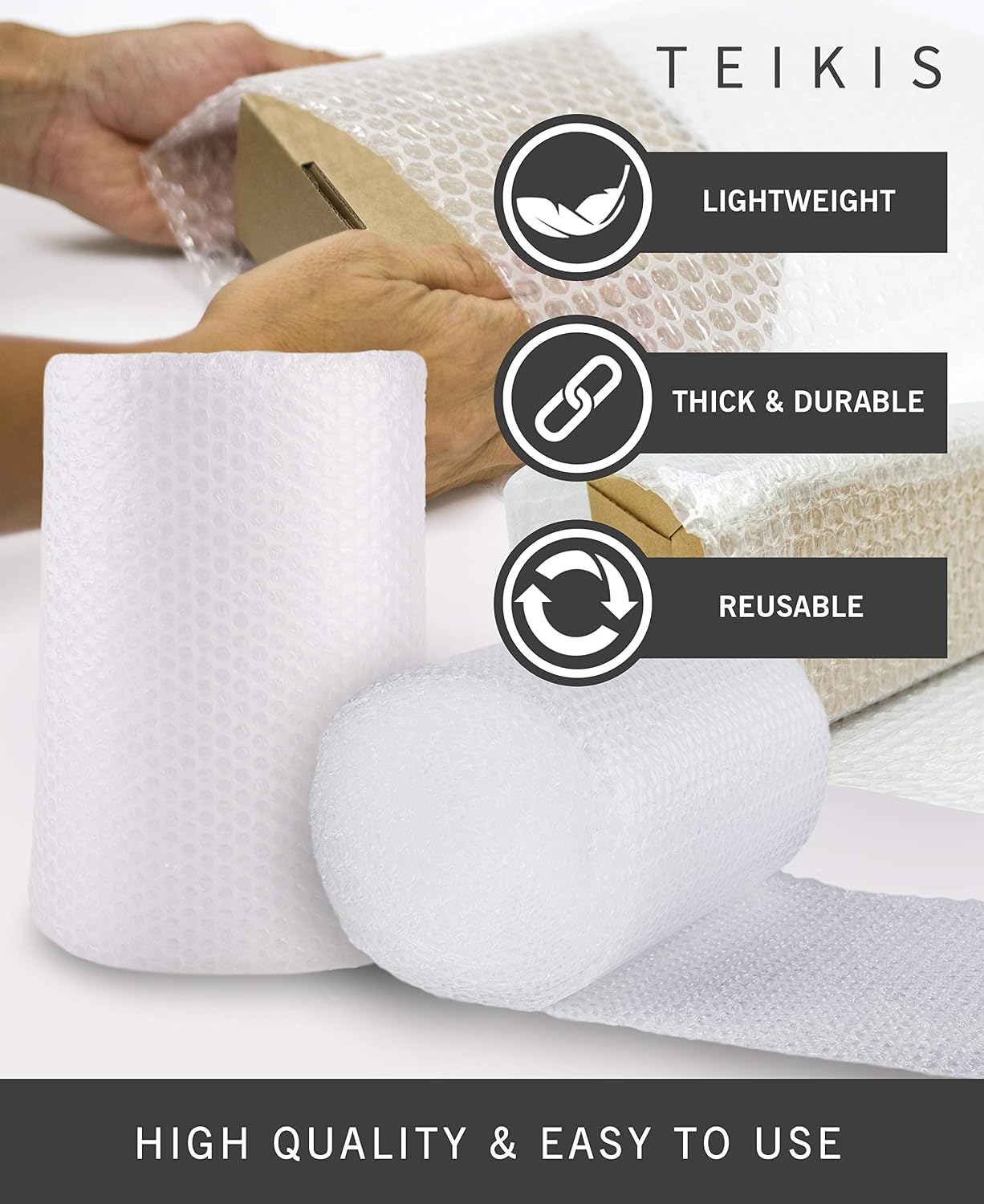 TeiKis 1-Pack (12 in x 36 ft) Bubble Cushioning Wrap Roll Perforated 3/16 inch for Moving Shipping Packing Supplies with 10 Fragile Stickers