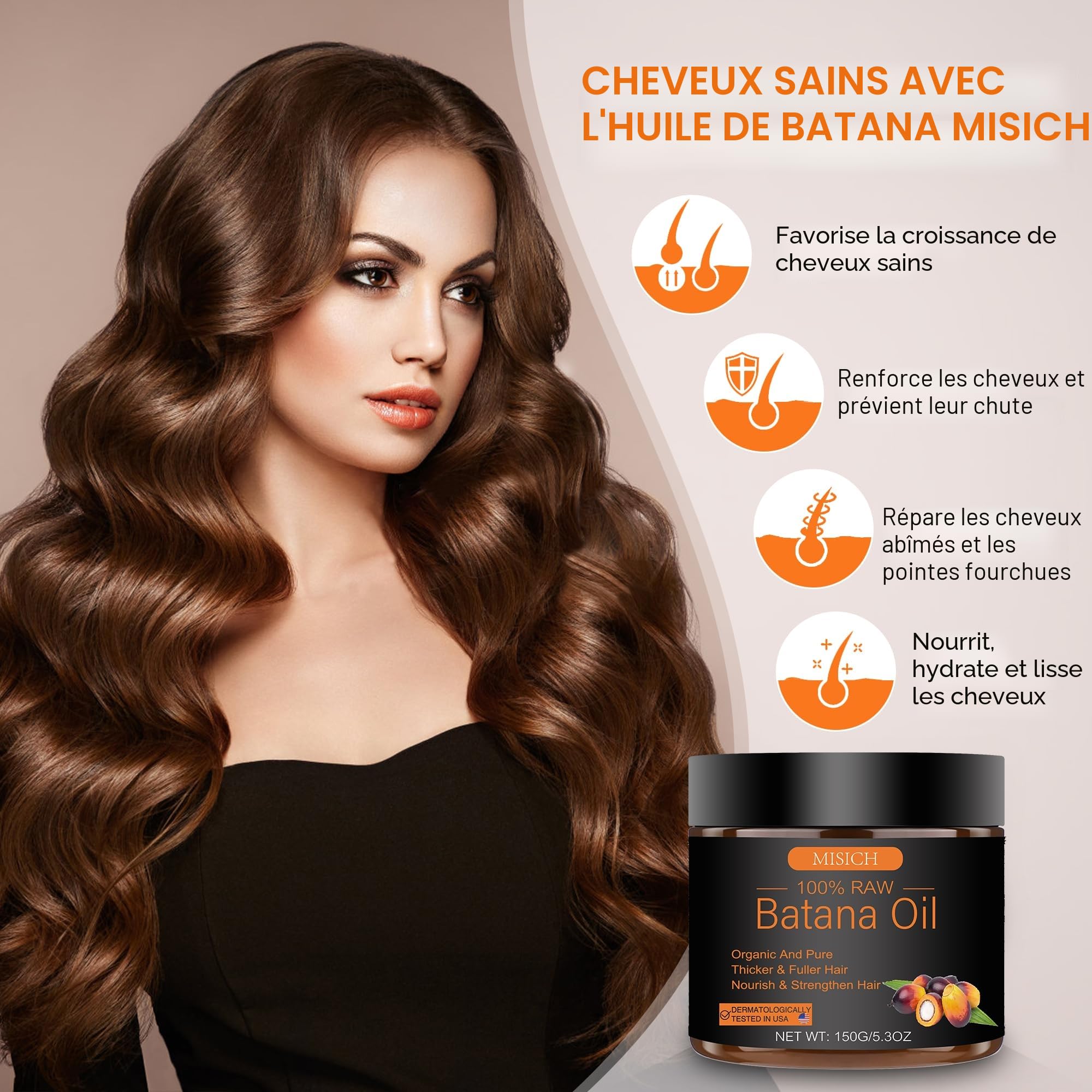 Huile de batana brute pour la croissance des cheveux, pâte botanique pure 100% naturelle, huile biologique non raffinée pour prévenir la perte de cheveux, améliore l'épaisseur des