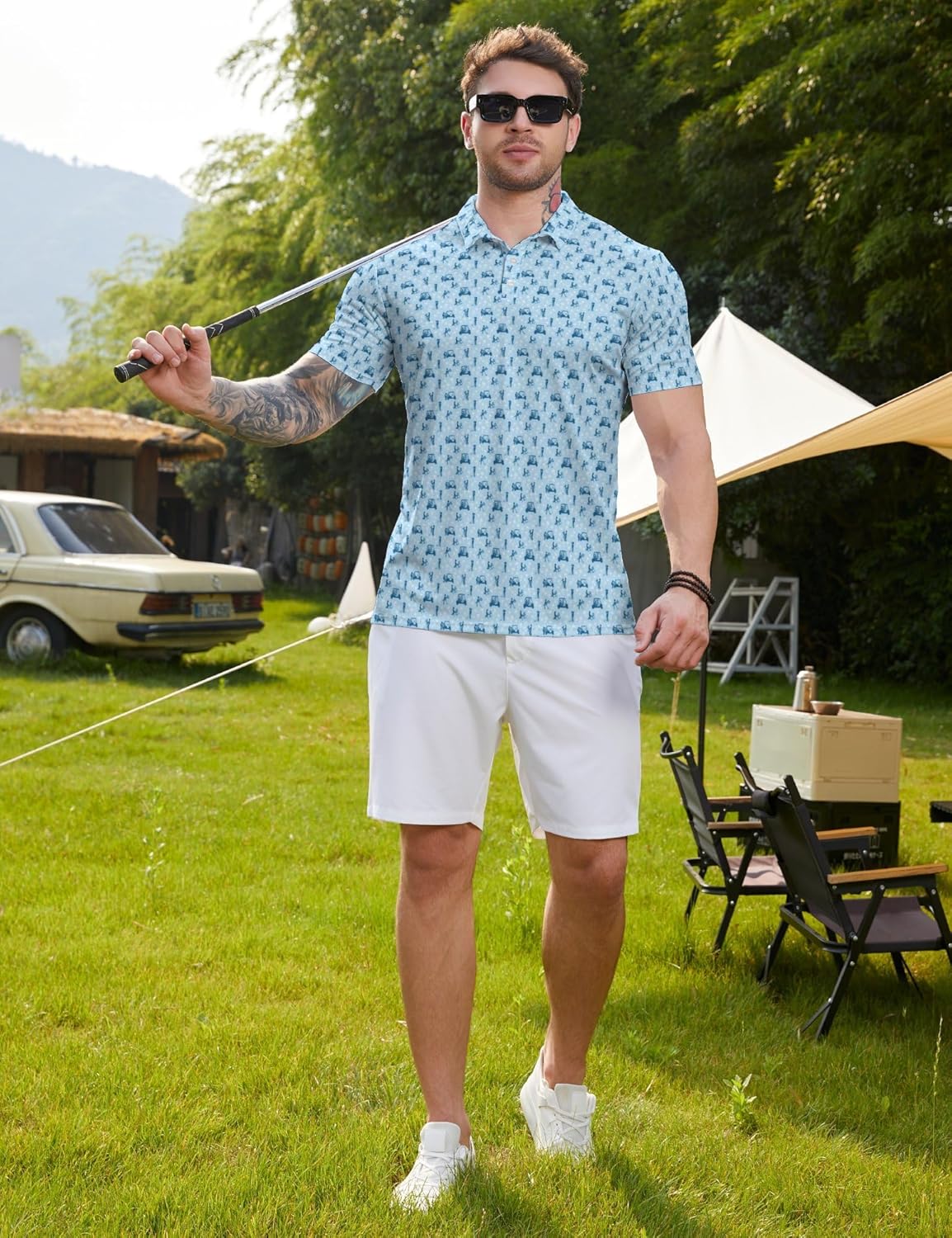 Golf Shirts for Men Moisture Wicking Golf Polo Shirts Quick Dry Short Sleeve Polo Shirts for Men