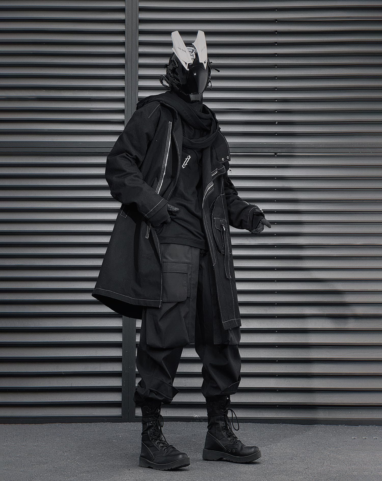 Niepce Inc Japanese Techwear Streetwear Herren Trenchcoat mit Reißverschluss