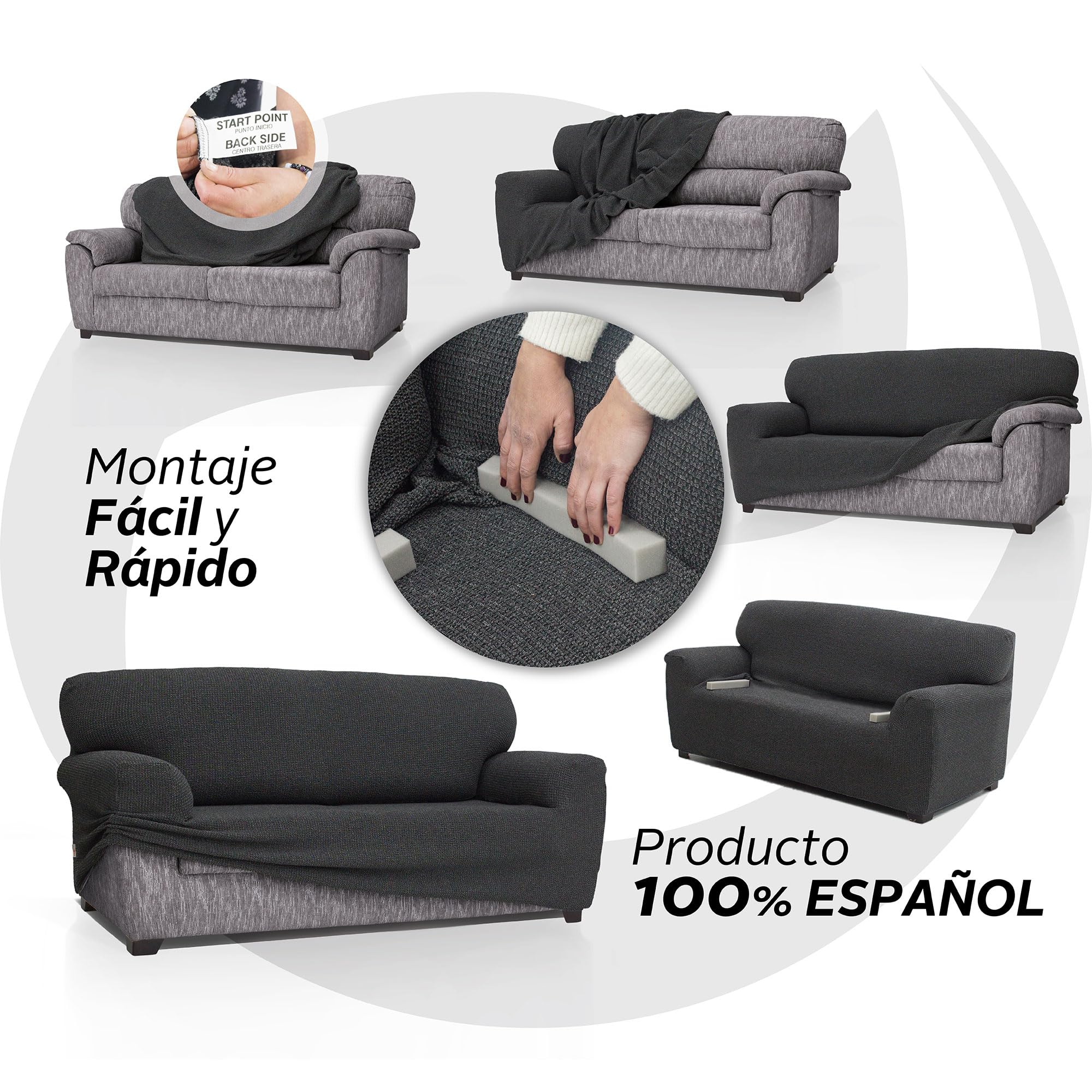 FAVERTI® Funda Sofá 3 plazas Elástica Universal de 180 a 220cm | Modelo Reale | Beige | Funda Protectora Sofá | Protector de Calidad de Tejido Jacquard Tacto algodón