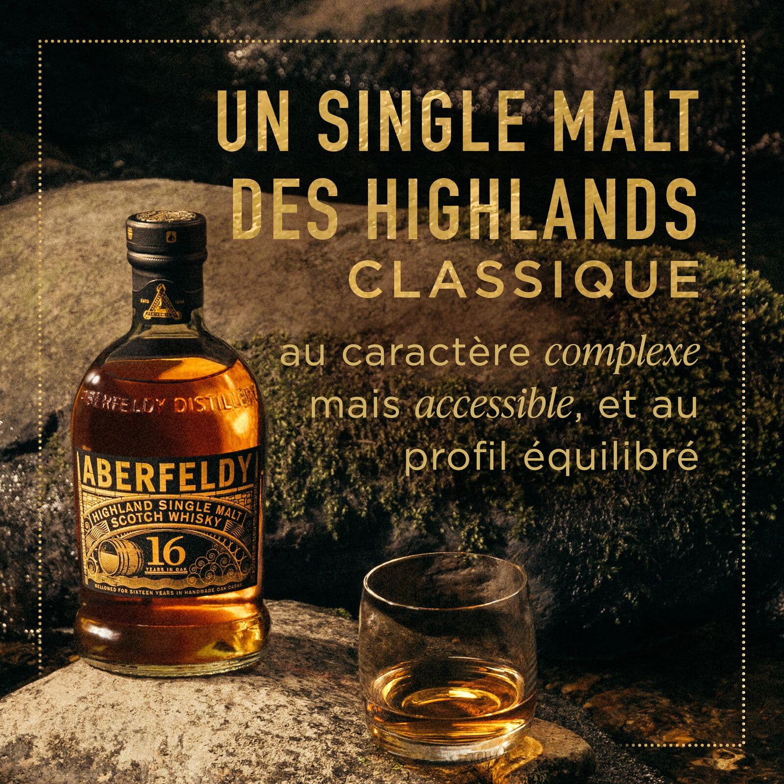 Aberfeldy 16 Year Old Single Malt Scotch Whisky, 40 % vol., 70 cl / 700 ml, Whisky premium affiné dans des fûts de Sherry Oloroso en premier remplissage