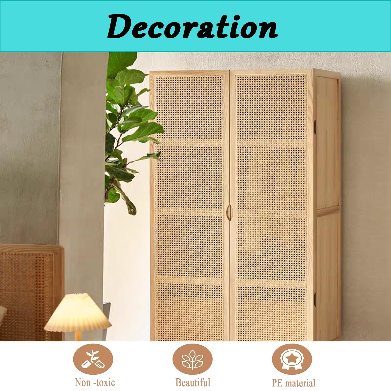 Wiener Geflecht, 100x35cm Schimmelfest Breite Rattan Gurtband, PE Wasserdicht Stuhlgeflecht Rattanstuhl Reparatur Wabengeflecht Stuhl Wiener Geflecht für DIY-Projekte (Kaffee)