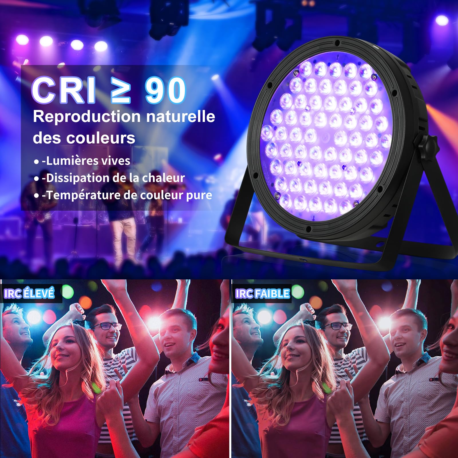 BETOPPER 120W Par LED RGBW 4 en 1 Lumiere Soiree avec DMX512, 3500Lm Lyre Led Jeux de Lumiere pour Soiree, Lumière DJ Eclairage de Scène pour Bar, Disco,Mariage, Fête, 2Pcs