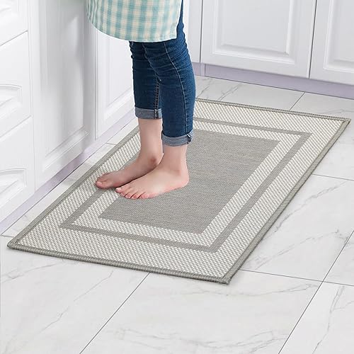 T TRIPLOG Alfombras y tapetes de cocina antideslizantes, lavables, color beige, 20 x 32 pulgadas, absorbentes, para pisos, tapetes de cocina