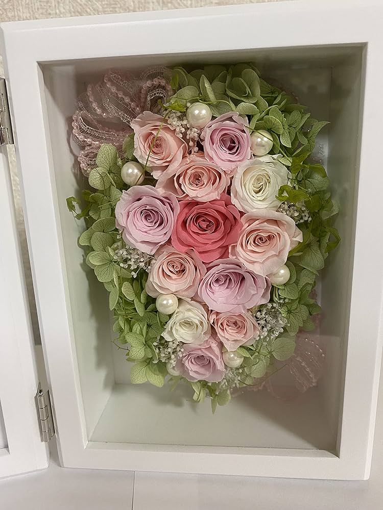 特選仏花　フォトフレームダブル　フラワーボックス　プリザーブドフラワー　造花無し Amazon.co.jp: プリザーブドフラワー 敬老の日 花 ギフト 写真
