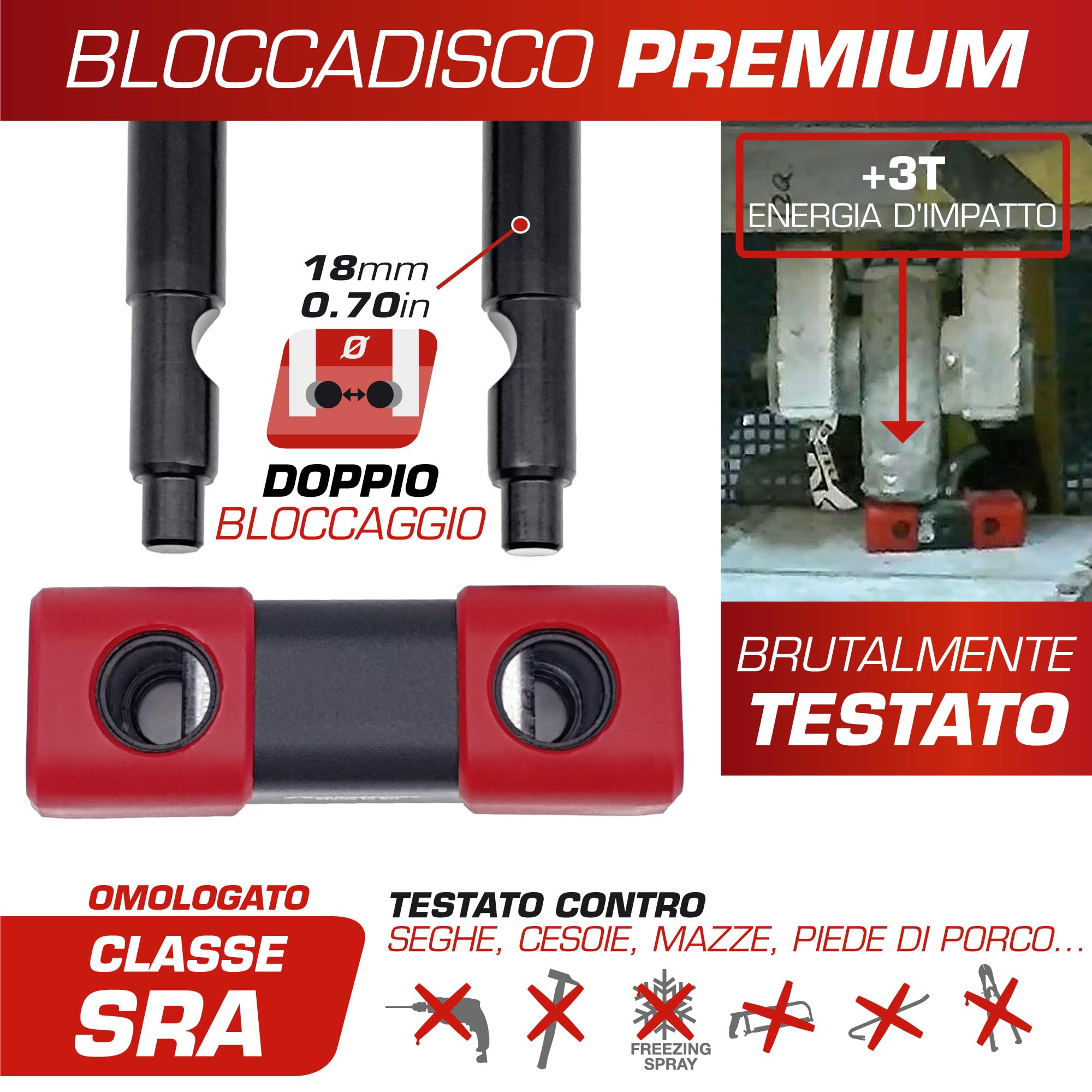 Radikal RK75+RK10120L Antifurto Lucchetto Catena Moto, Omologato SRA, 120cm