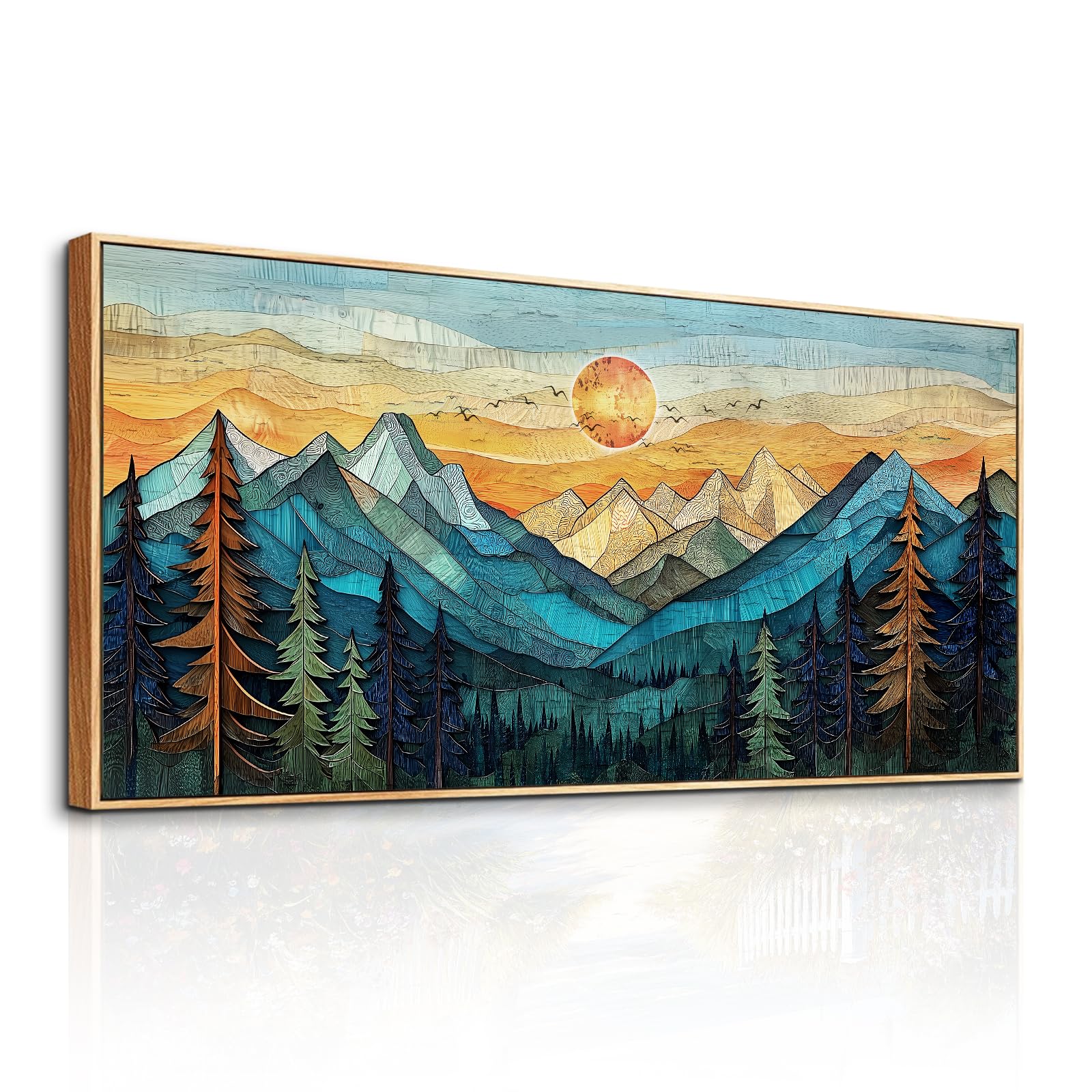 hyidecorart Bosque Montañas Moderno Marcos Cuadros Decoracion 50x100 cm | Motivos Finos, Impresión HD, Grandes Formatos, Fácil de Colgar, Tejido de Lienzo, Decoración Mural Tranquila, Arte Regalo