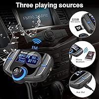 Vista 5 de Transmisor FM Bluetooth (versión mejorada), adaptador de radio inalámbrico Sumind manos libres kit de coche con pantalla de 1.7 pulgadas, QC3.0