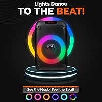 Vista 6 de Pyle Altavoz portátil Bluetooth para fiestas con woofer de 8 pulgadas, función TWS, batería recargable de 100W, entrada de micrófono, eco, control