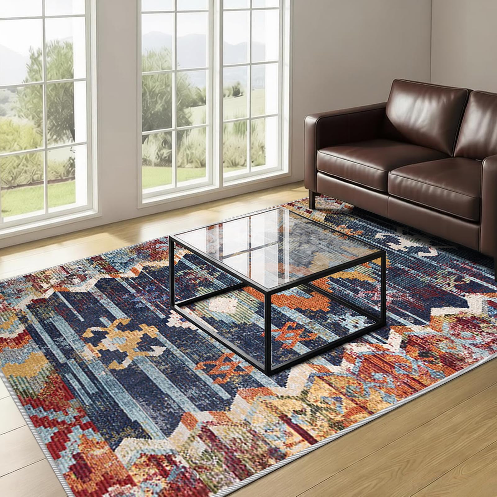 Dywan do salonu antypoślizgowy dywan do sypialni vintage 140 x 190 cm dywany salon sypialnia kuchnia duży dywan krótkie włosy dywany do salonu biura na zewnątrz jadalnia