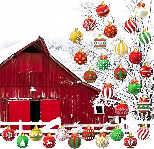 Miniatura 2 de Barydat 30 piezas de adornos grandes en forma de bola de Navidad de plástico con forma de bola de Navidad, adornos colgantes de Navidad para árbol,
