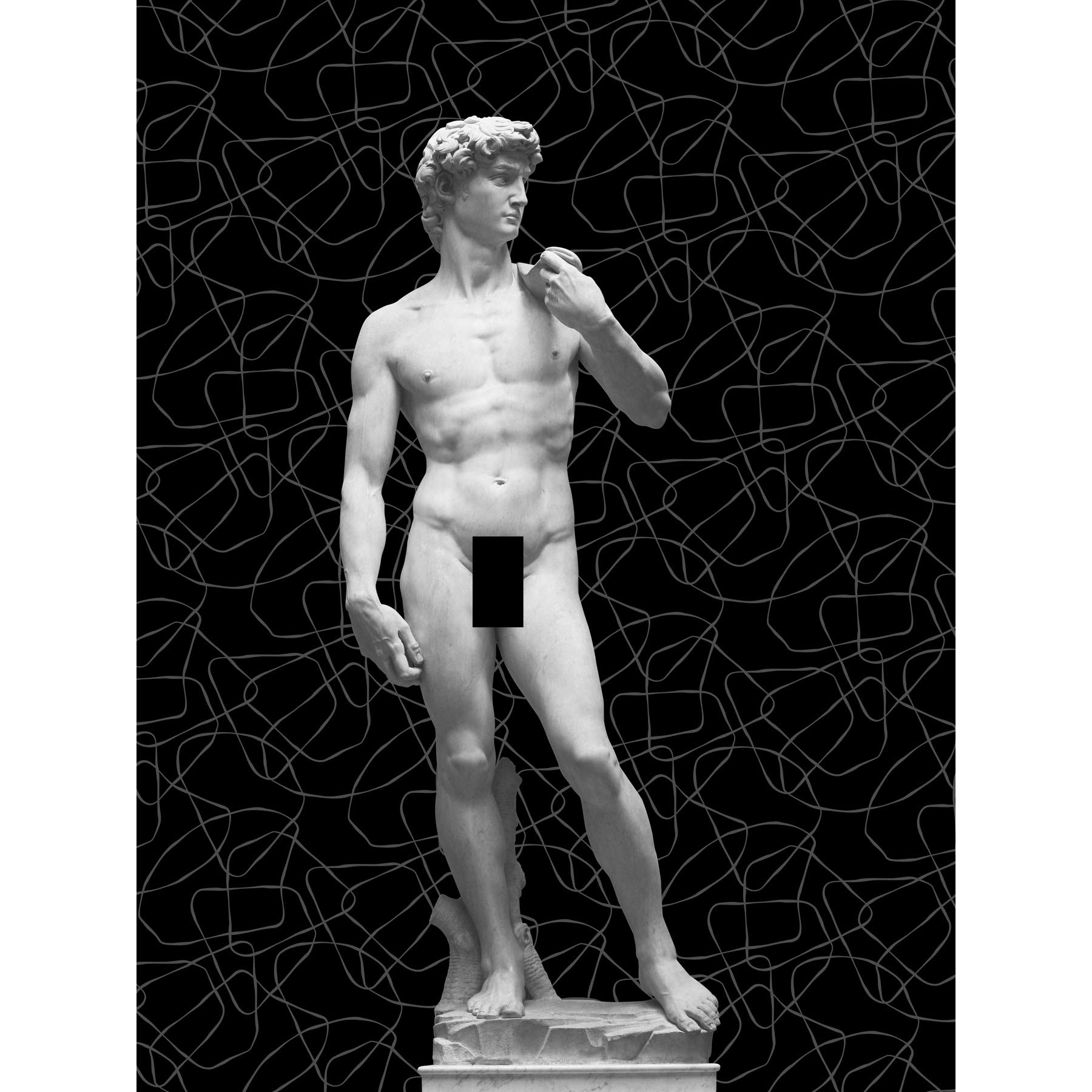 Artery8 Statue of David by Michelangelo Classic with Abstract Art Black Large Wall Art Poster Print Thick Paper 18X24 Inch