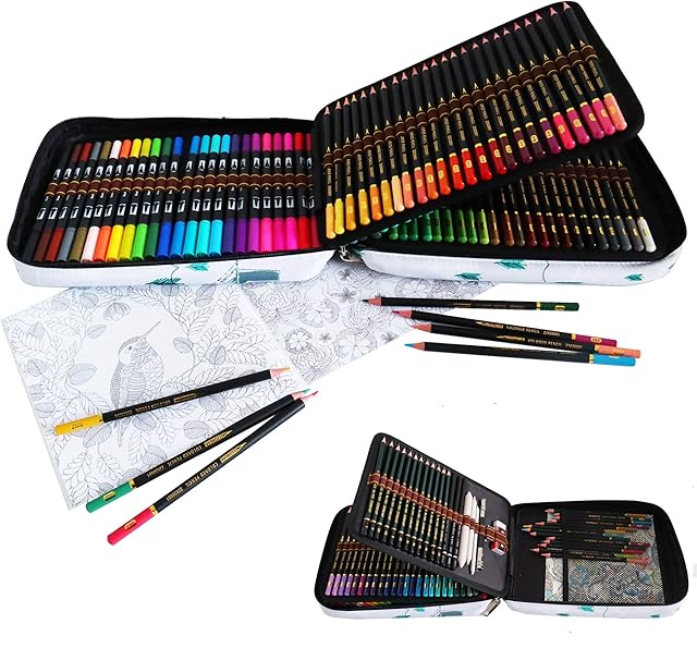 Watercolour Brush Pens Set,Dual Tip Brush Pens Art Markers 24 Color with Colouring Pencils Sketch Drawing Set In personalized big pencil case-Coloring Drawing Sketching Designing Illustration Manga