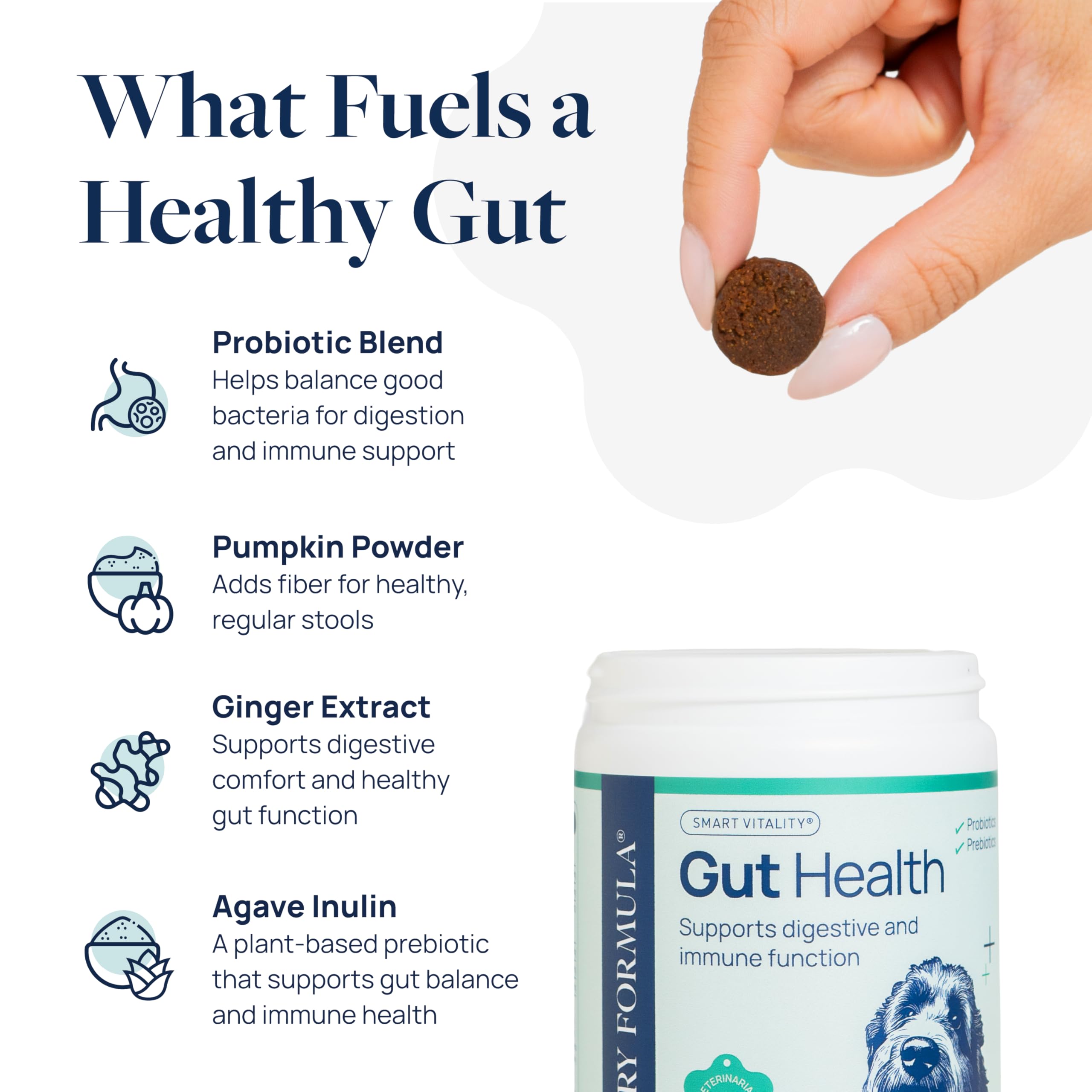 Veterinary Formula Gut Health Supplement for Dogs – Vet-Formulated Probiotic Chews with Digestive Enzymes & Fiber – Smart Vitality Supports Digestive Health, Gut Balance & Stool Quality, 60 Soft Chews - image 3