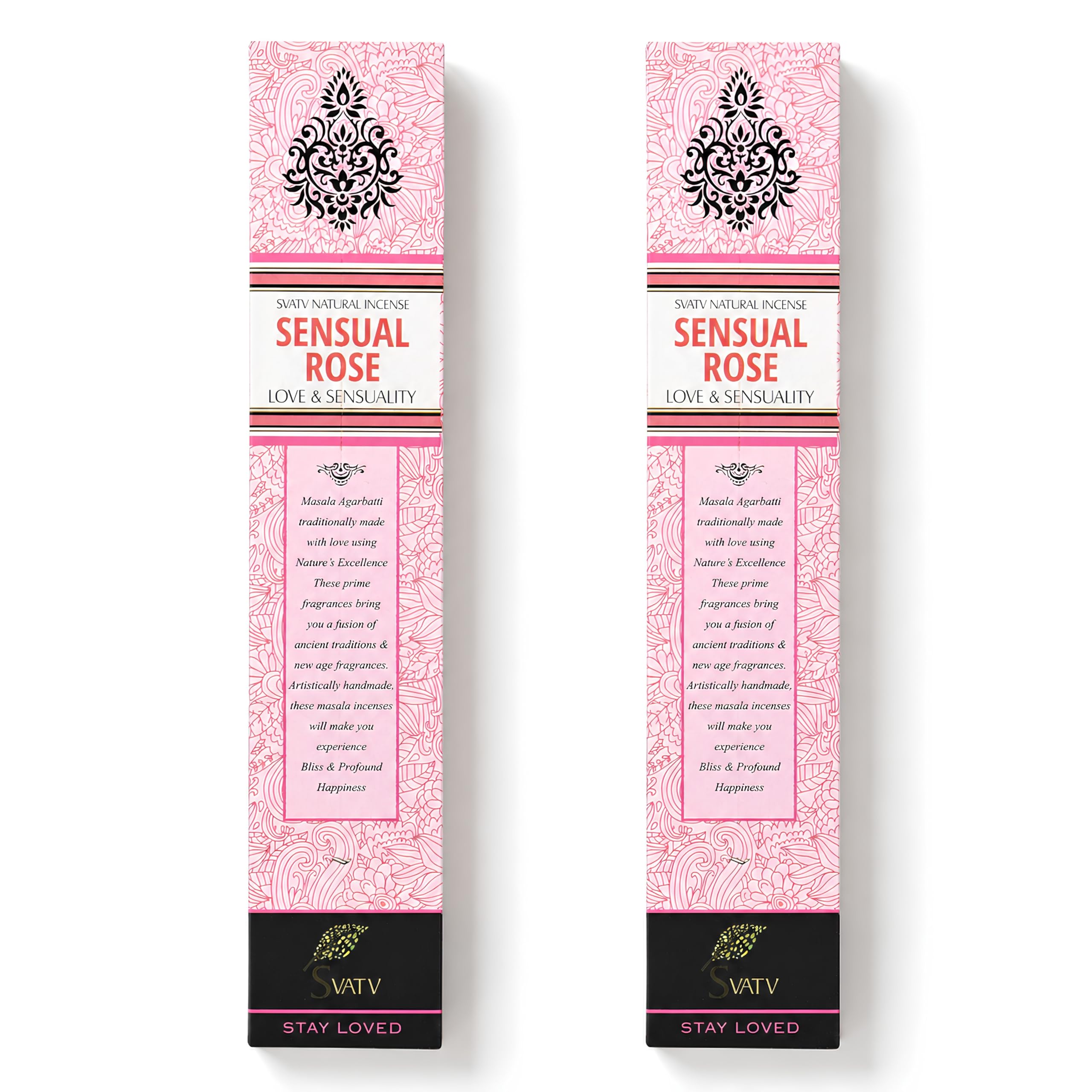 Svatv Natural Herbal & Ancient Method Rose Incense Stick With Pack Of 2 Incense For Meditation, Yoga, Spiritual, Aromatherapy Energy Cleansing & Calm Down The Mind - 15G X 2 Incense | 30G | 1.05Oz