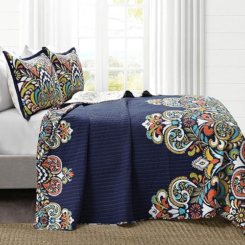 Miniatura 3 de Lush Decor Clara - Juego de edredón de 3 piezas, Marino, Full Queen