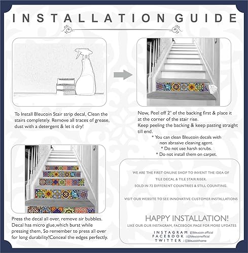 Miniatura 8 de Vinilos autoadhesivos con forma de azulejos con diseño marroquí, para colocar en escaleras, en la cocina, en el baño, para decorar la casa uno