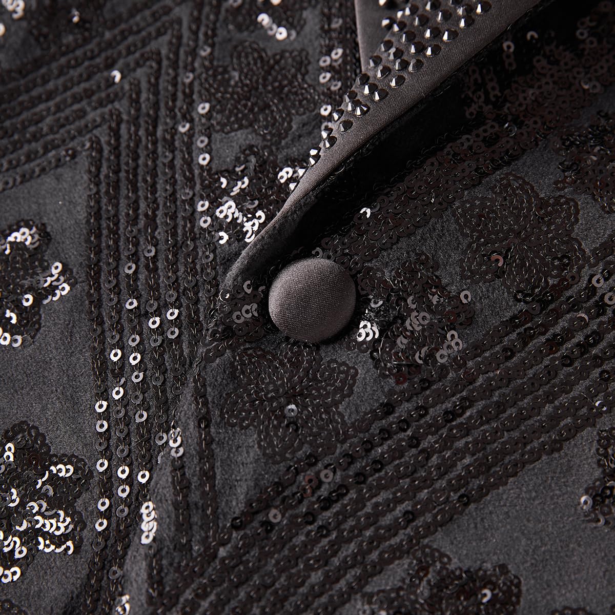 Blazer pour Homme brodé à Paillettes avec col cranté en Strass pour fête de Mariage Bal