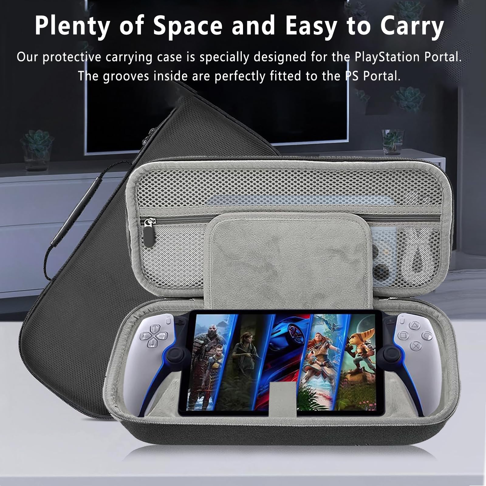 AriKroii 6 in 1 Set di Accessori per PlayStation Portal,Custodia per PS Portal Remote Player,per PS Portal Storage Bag,Cover per PS Portal,2 Confezioni di Pellicola per lo Schermo in Vetro Temperato