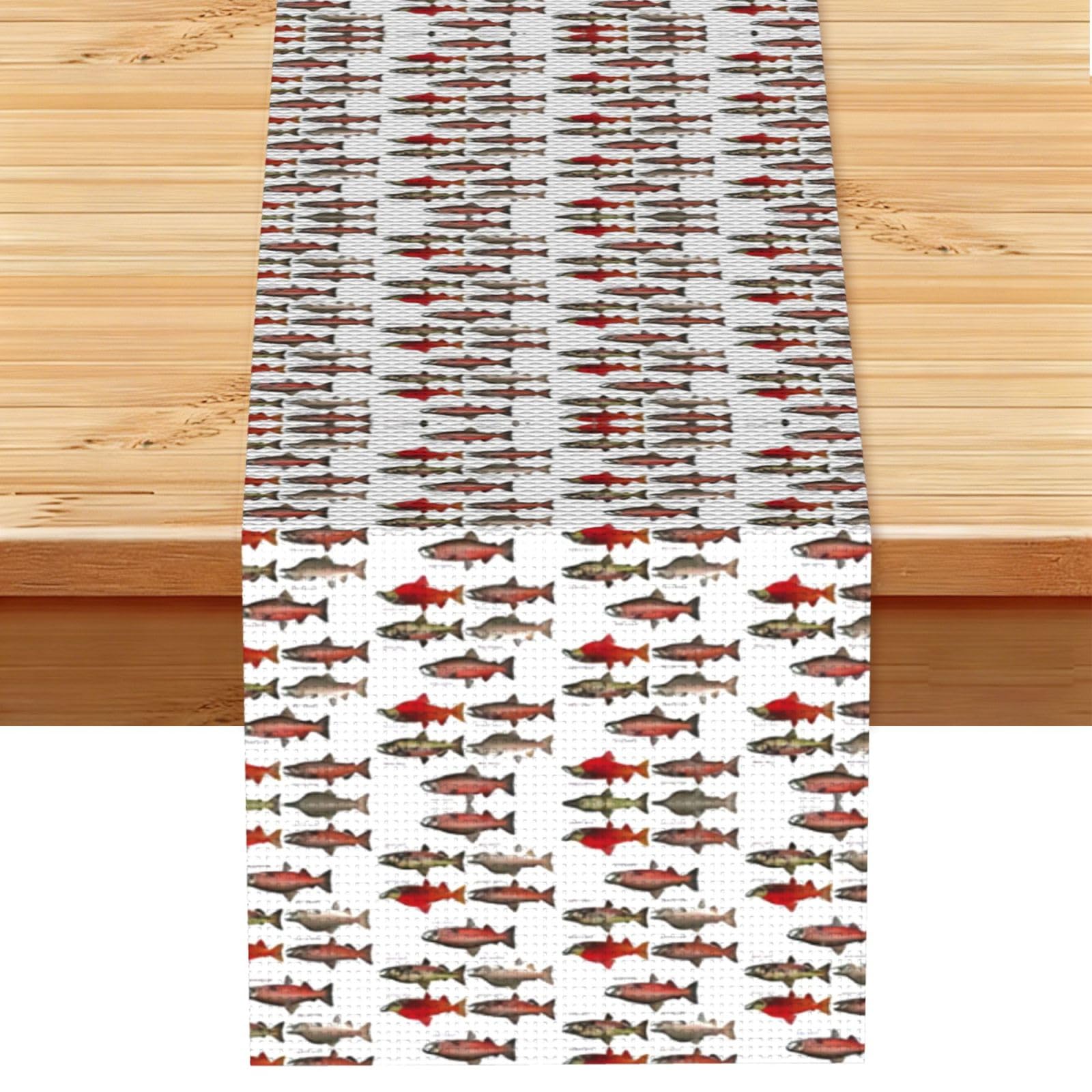 Salmon Printed Dining Table Runner 13x72 Inch, Non-Fading Decor for Kitchen Dresser Fireplace Mantel