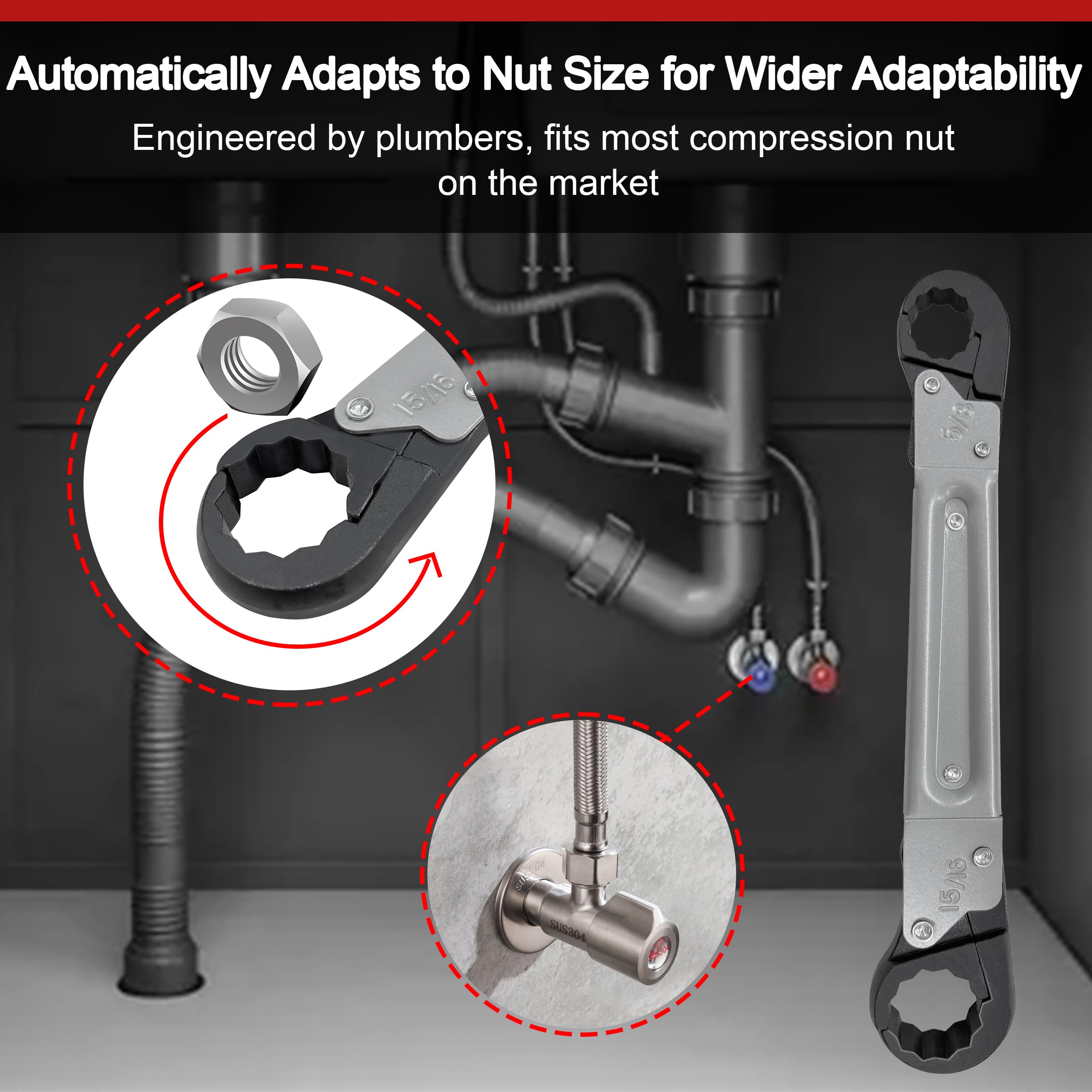 Copiu Outils De Plomberie Kit De Clé D'arrêt D'angle De Haute Précision Pour Installation Efficace De Valve Et De Tuyau, Butée D'angle Et écrou D'alimentation Pour Plombier Pour Salle De Bain, Cuisine