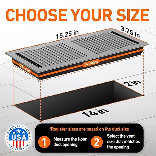 Miniatura 4 de Home Intuition Ventilación decorativa contemporánea de 2 x 14 pulgadas con trampa de cubierta de malla, gris claro