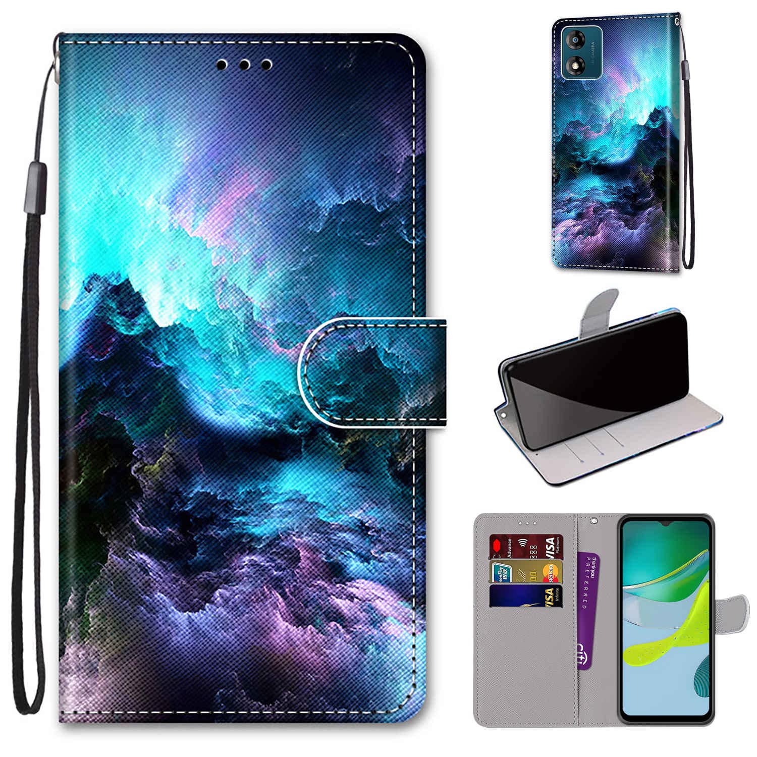 TOUCASA Cover Portafoglio In PU Per Motorola Moto E13 – Custodia Flip Antiurto Con Supporto Portacarte E Penna Stilo