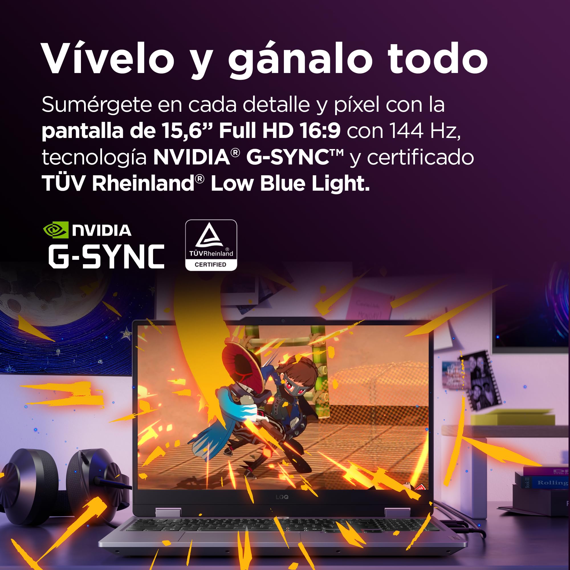 Lenovo LOQ Gen 9 - Ordenador Portátil Gaming IA 15.6" FHD, 144 Hz (AMD Ryzen 7 7435HS, NVIDIA GeForce RTX 4050, 24 GB RAM, 512 GB SSD, Wi-Fi 6, Sin Sistema Operativo) Teclado QWERTY Español - Gris