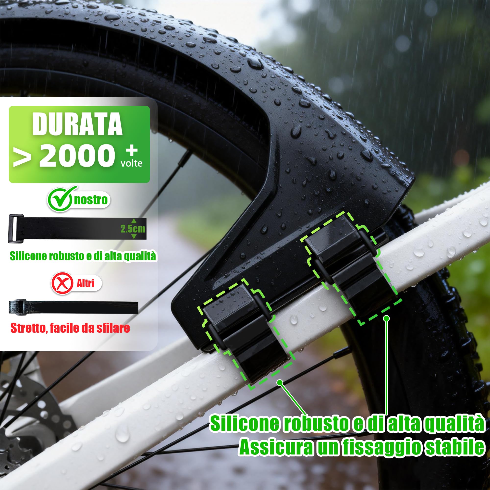 RBRL Set di parafanghi per bicicletta anteriore e posteriore – Parafanghi MTB compatibili con pneumatici da 27,5/29 pollici fino a 3,0" – robusto paraspruzzi contro fango, parafango, fango e acqua