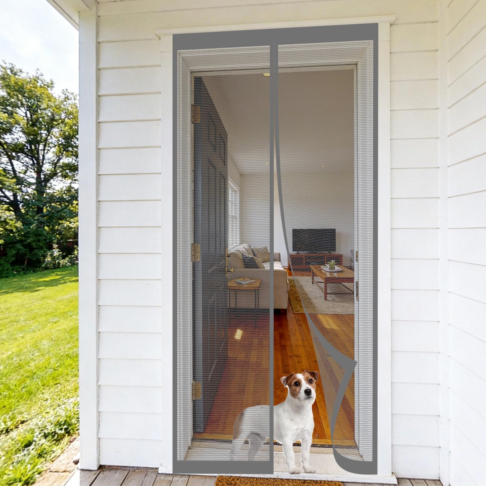 Moustiquaire porte 90x210 automatique pour stopper les insectes de l'extérieur