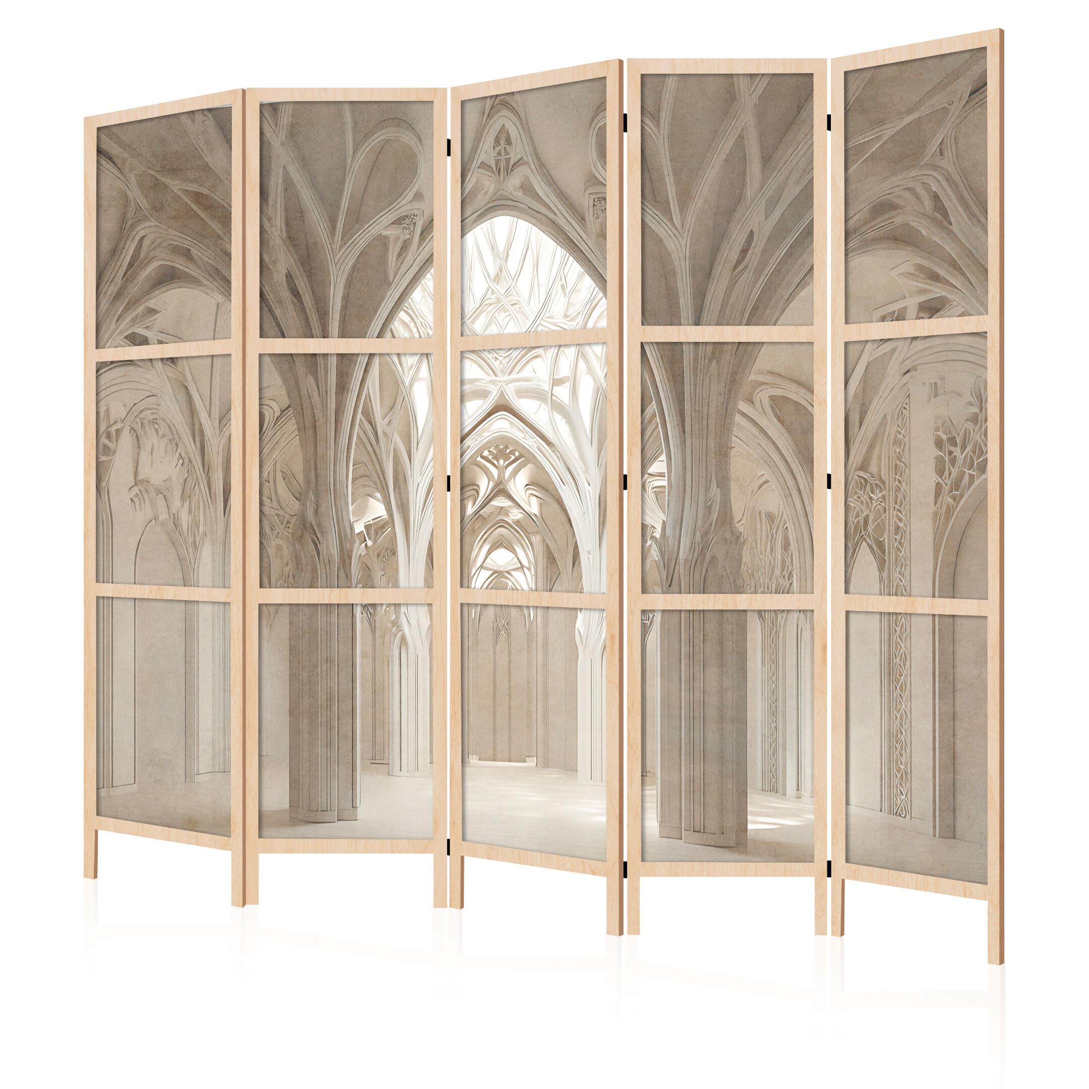 paravent Simple Face Japonais - paravent séparateur de pièce intérieur - 225x172 cm Motif Ville Boho Beige Weiß