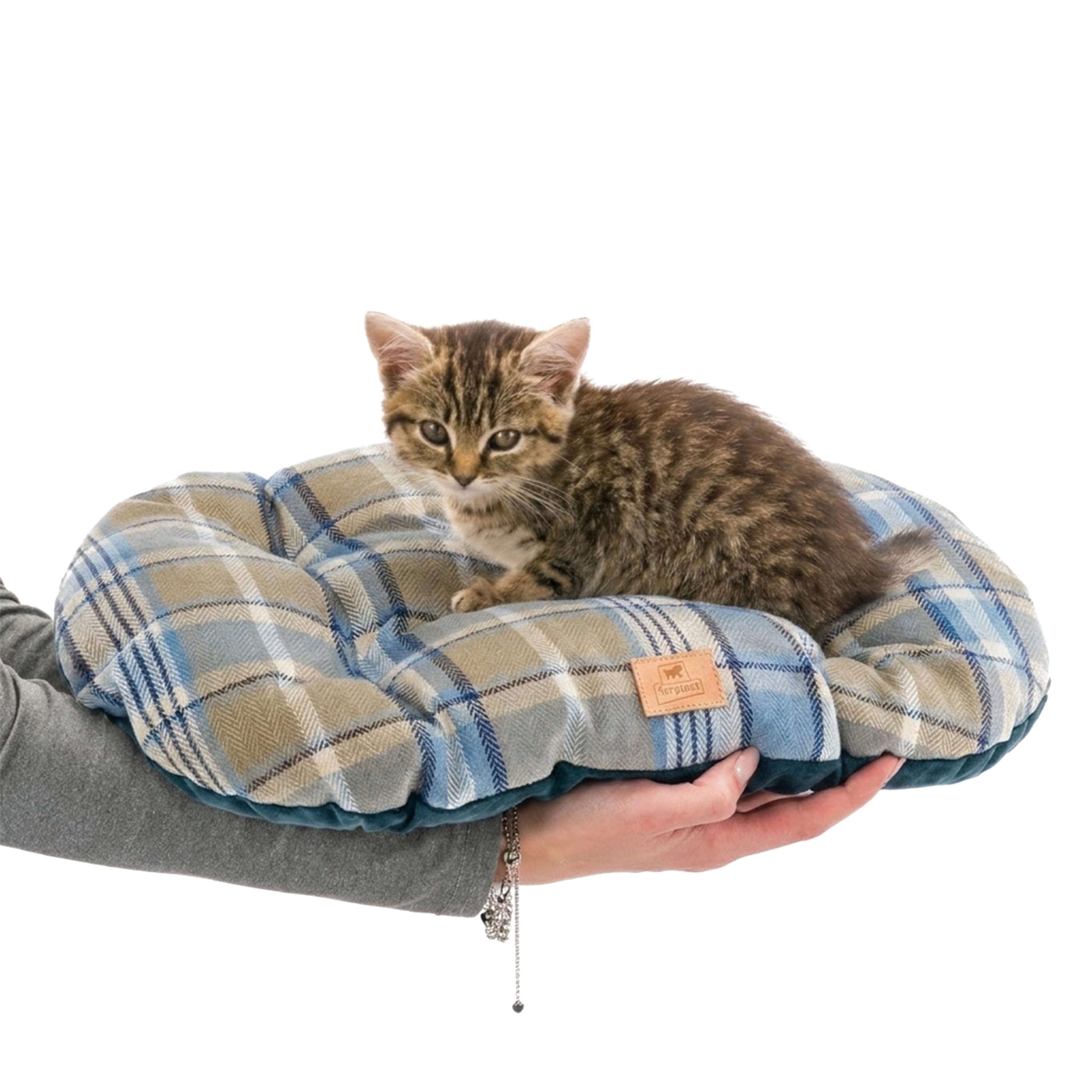 Ferplast Cuscino imbottito per cani e gatti SCOTT 45/2, Double-face, Scozzese, Soffice velluto, Lavabile, Blu