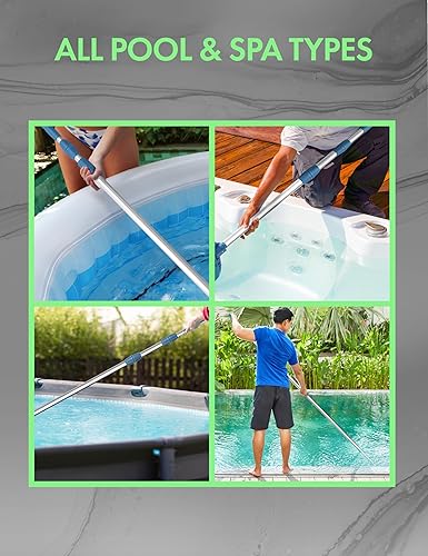 Miniatura 6 de KEMANO - Poste profesional de servicio pesado de 15 pies para piscina, aluminio telescópico, ajustable de 3.4 a 15 pies, se adapta a aspiradora de