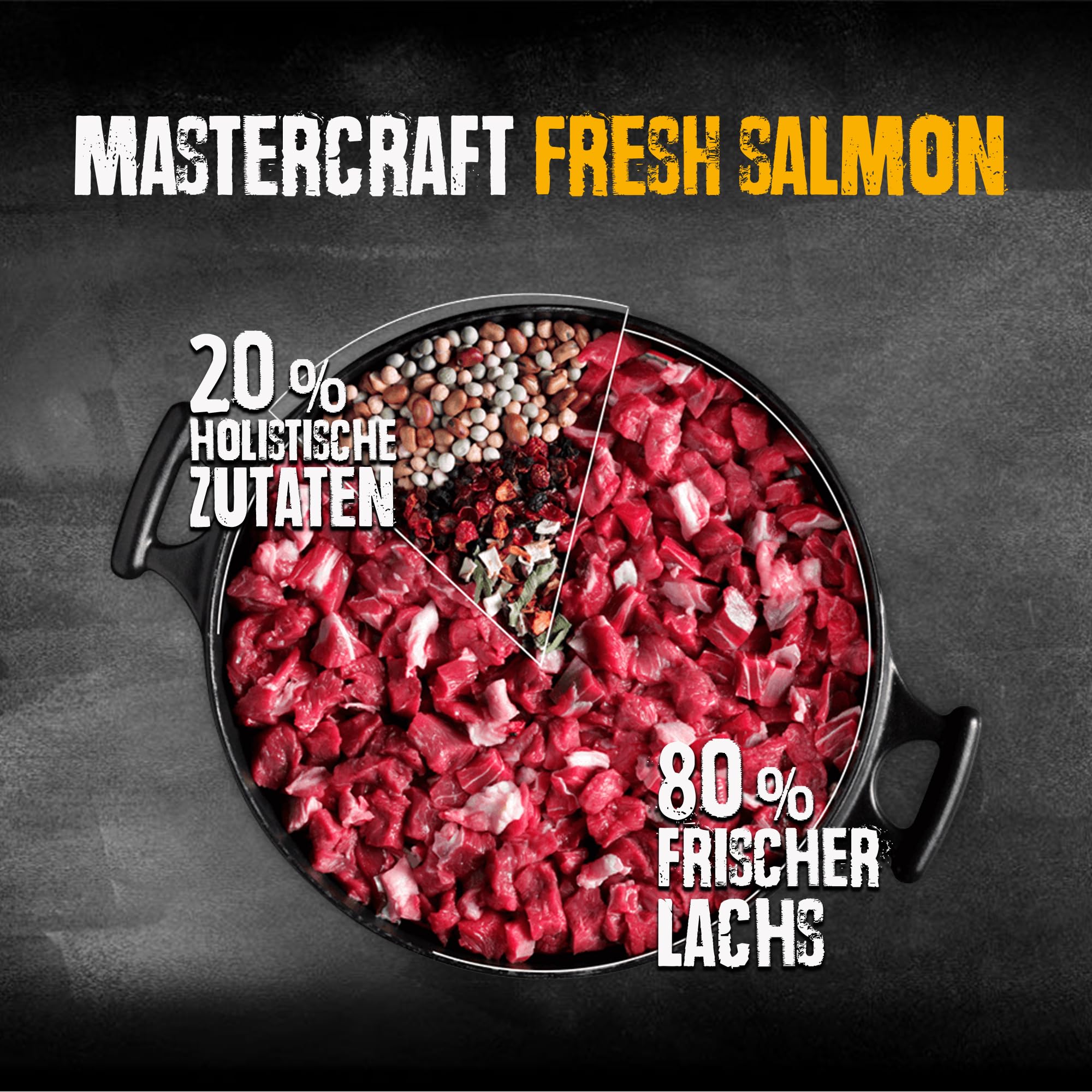 BELCANDO MASTERCRAFT Hundefutter trocken Fresh Salmon, 10kg, Trockenfutter für Hunde mit Lachs, 80% Frischfleisch, getreidefrei, für alle Rassen, Made in Germany