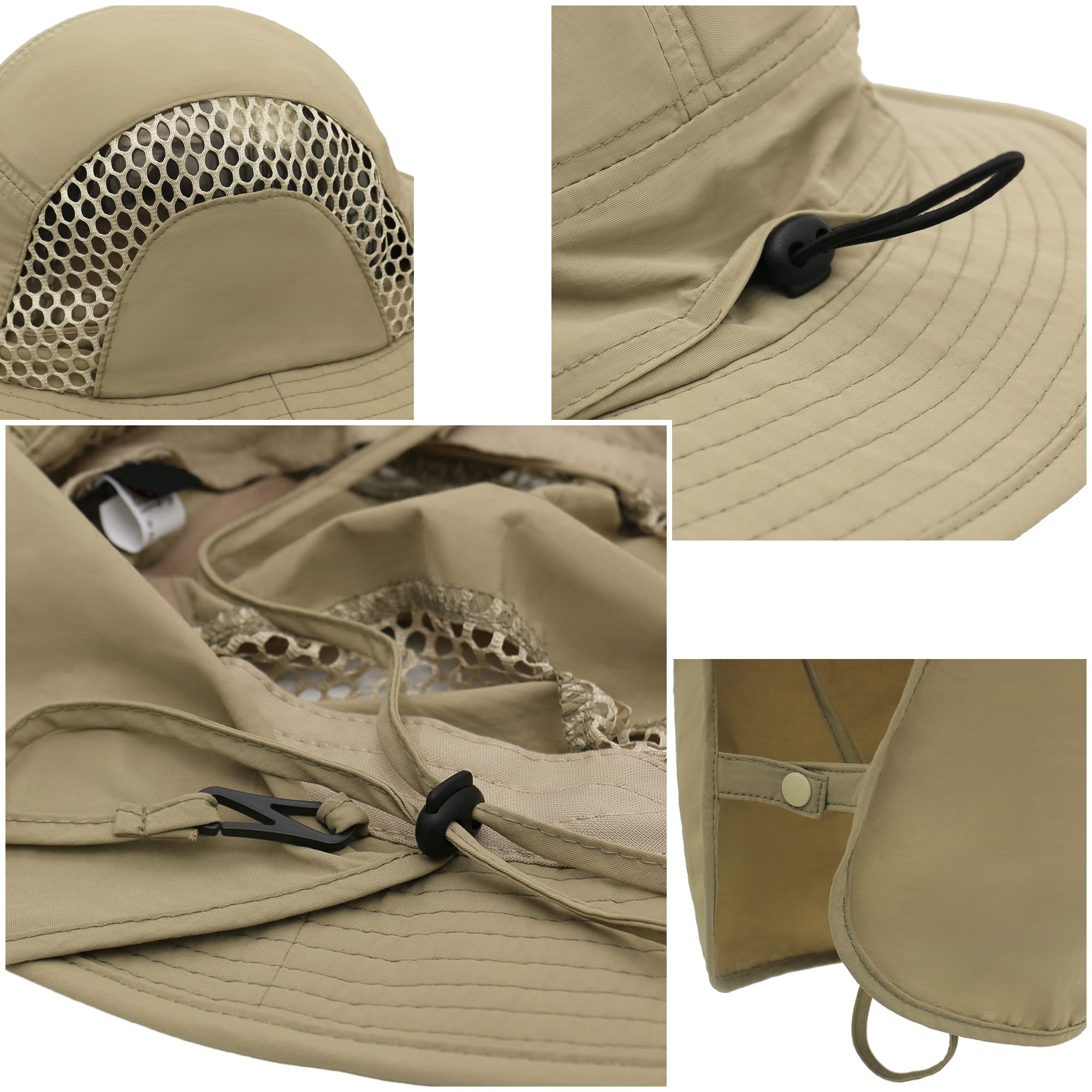 Unisex Cappello da Sole Safari con Protezione per Collo 25cm Extra Lunga e Tesa Larga da 11cm Protezione UV Traspirante Cappello da legionario per all'aperto Pesca Campeggio 56-60