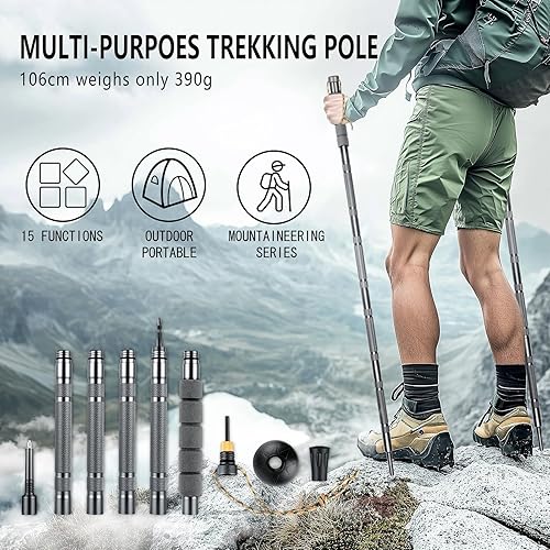 Miniatura 5 de Bastón de senderismo desmontable ligero para senderismo bastón de senderismo para hombre y mujer