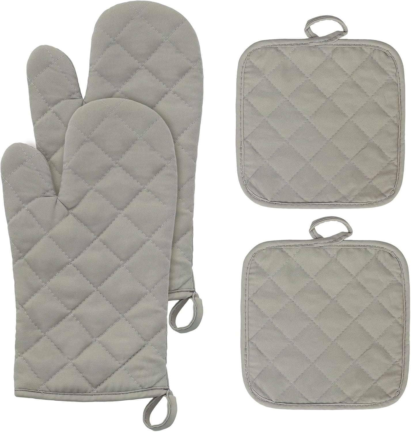 4 Pcs Heat Resistant Oven Mitts and Pot Holders Set Non Slip Kitchen Gloves Hot Pads for Cooking Baking Grilling