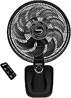 Ventilador de Parede Mallory Smart Control – Controle Remoto, Oscilação Direcionada, Potência de 140W, Sistema Smart Swing, Hélice de 15 Pás – Preto/Grafite - 127V