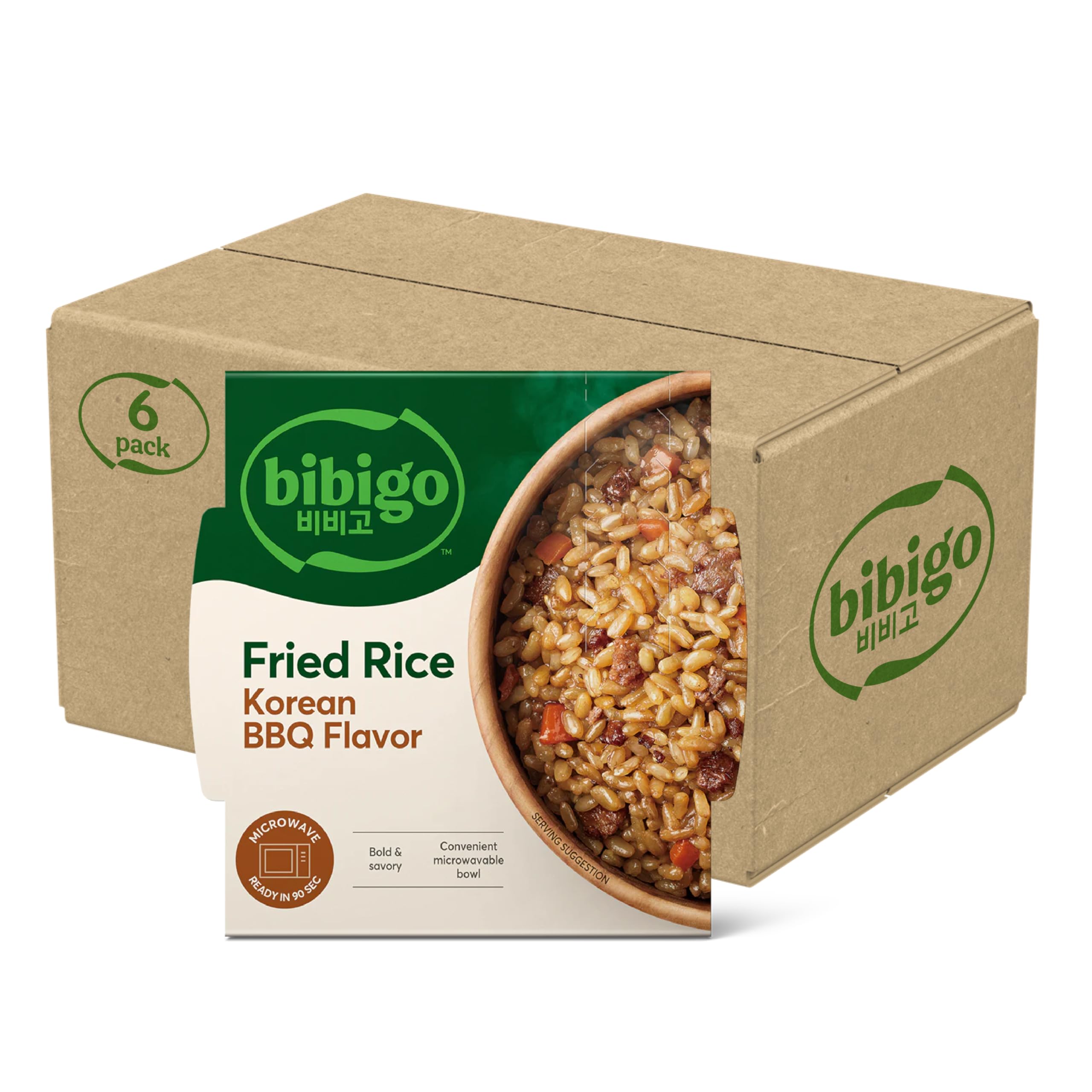 Bibigo Korean BBQ Flavor Fried Rice, Microwavable, Zero Trans Fat, 7.05 Ounces (Pack Of 6)