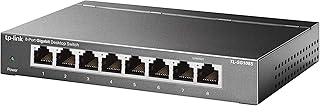 TP-Link TL-SG108S, 8 Port Gigabit Ethernet Network Switch, Ethernet Splitter, Hub, Desktop and Wall-Mounting, Sturdy Metal, Fanless, Plug and Play, Energy-Saving