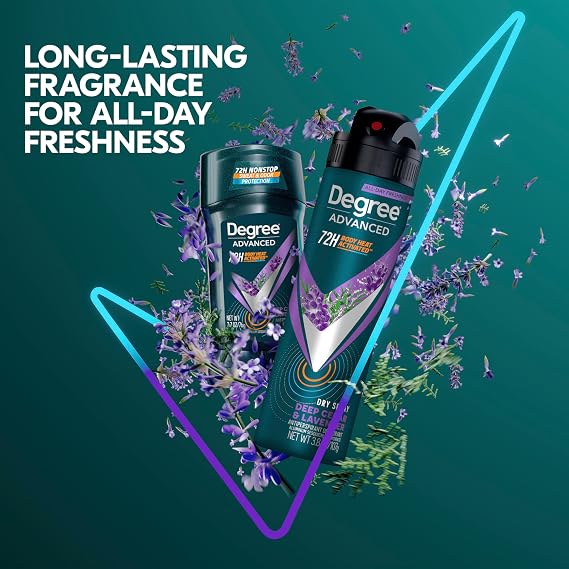 Degree Men Advanced Antiperspirant Deodorant Dry Spray Deep Cedar & Lavender 3 Count 72-Hour Sweat and Odor Protection Deodorant for Men With Body Heat Activated Technology 3.8 oz