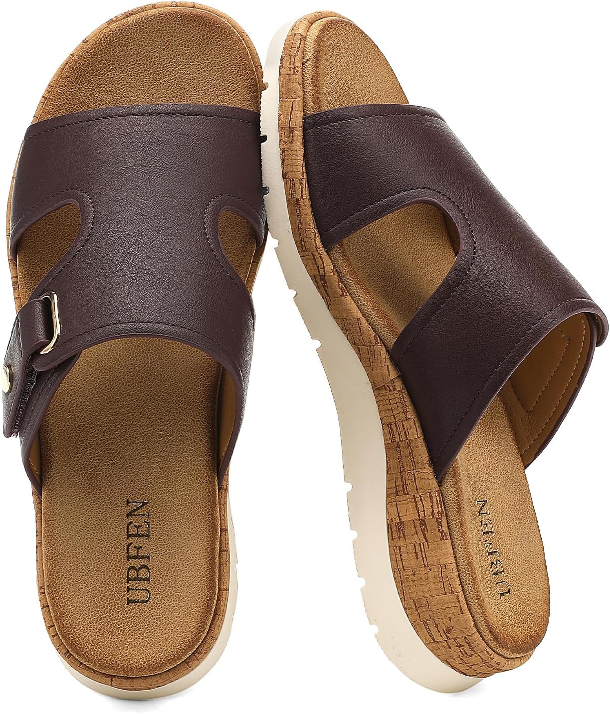 UBFEN Womens Platform Sandals with Orthopedic Arch Support - Low Wedge Heel, Lightweight Comfortable Slide Design for Casual Outdoor Walking, Beach, Work or Summer Outfits - Image 4