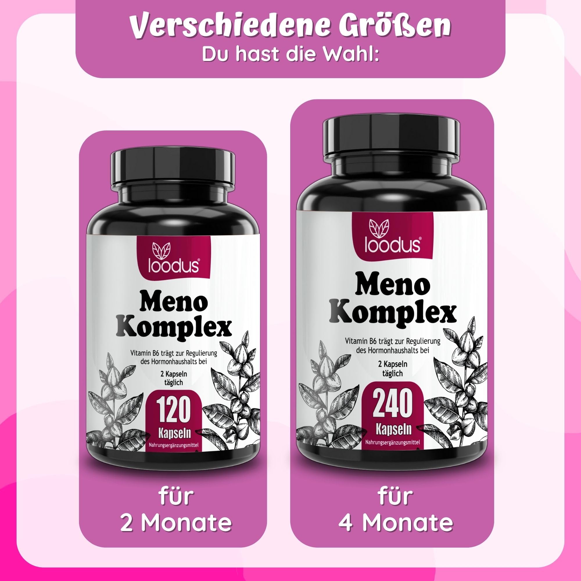 12fach Meno Komplex Wechseljahre Tabletten pflanzlich - Meno Balance Kur | 240 Yamswurzel Kapseln hochdosiert & Rotklee Kapseln + Ashwagandha Mönchspfeffer hochdosiert & B6 für Hormon Balance Frauen